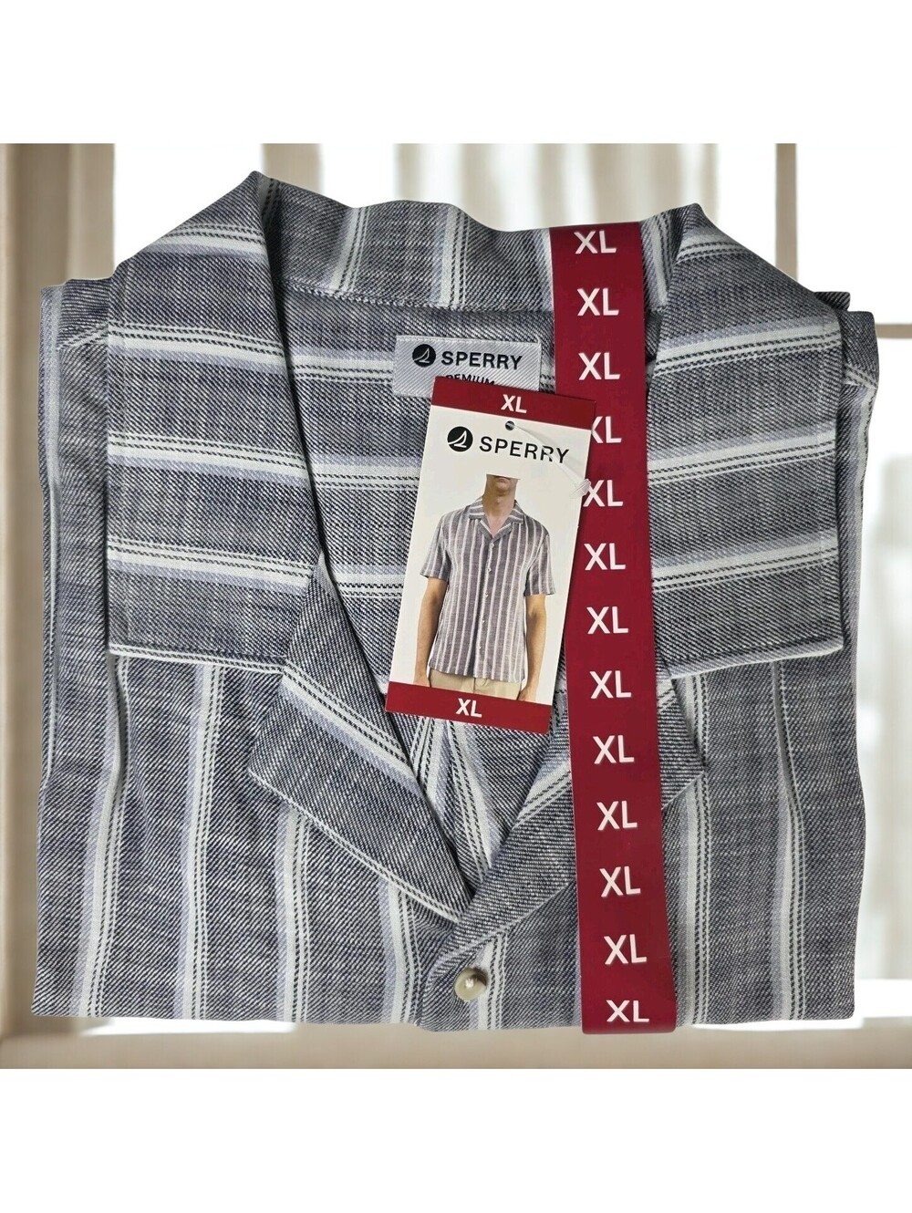 NWT Sperry Mens Camp Collar Shirt Navy Size XL